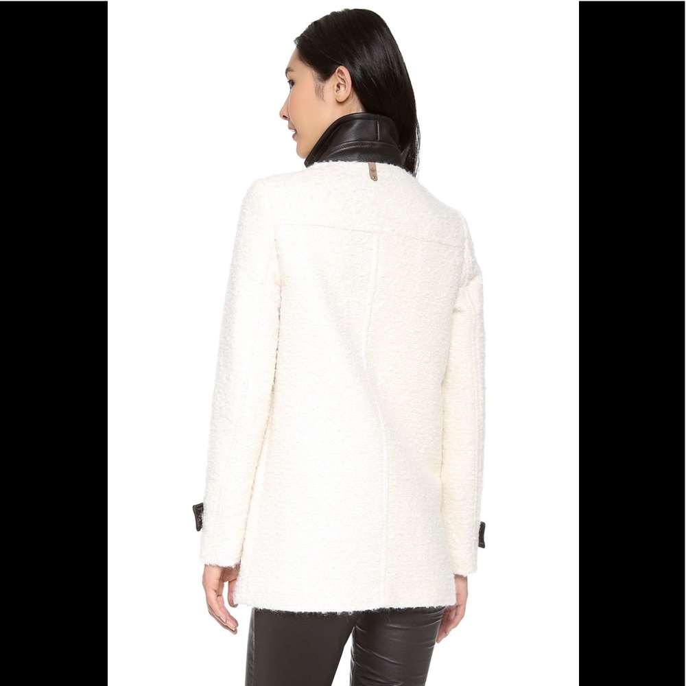 Mackage Coat Wool Leather Zippers Jacket White  Mohair XS - Picture 2 of 9